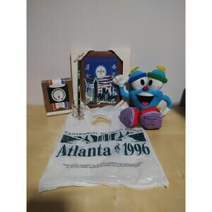 1996 Atlanta Olympics Memorabilia Lot: Izzy Plush Glass Plaque Pencil Hallmark